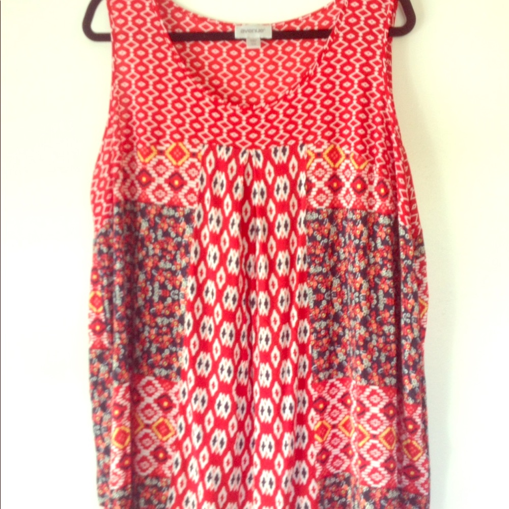 Avenue 18w/20w Sleeveless Tribal Blouse