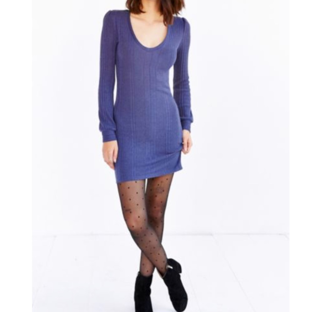 Blue Sweaterknit Mini Dress