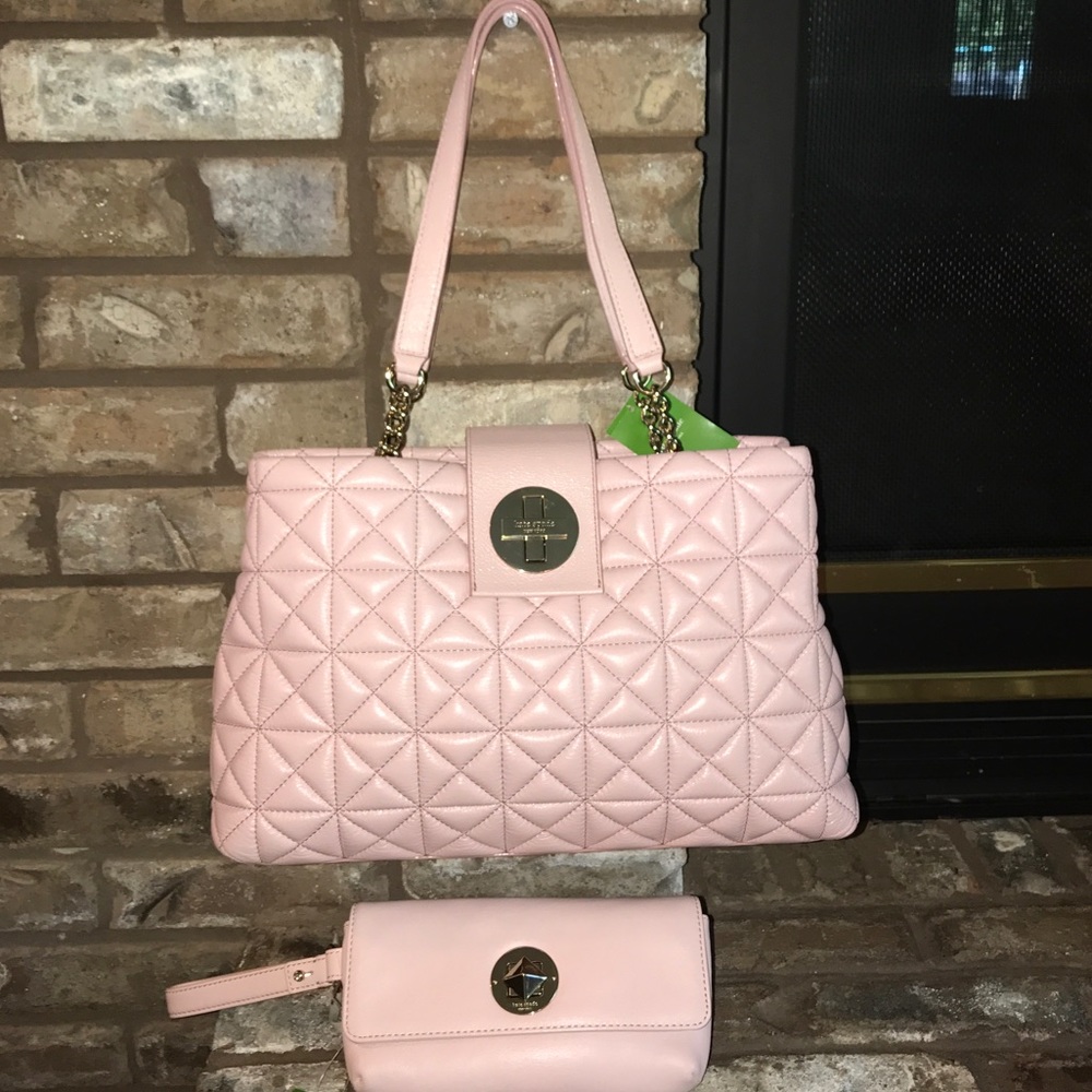 KATE SPADE-NWT-SHOULDER BAG & WALLET in PALE PINK