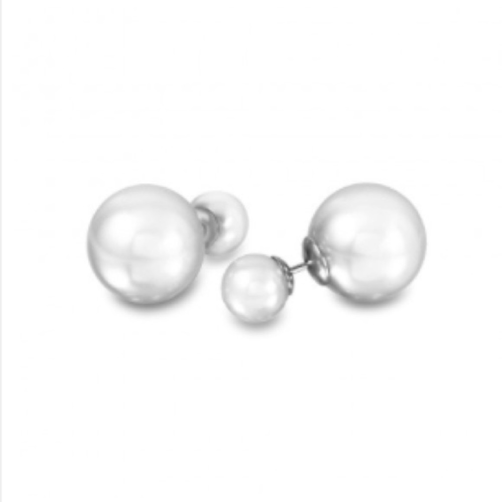 Sterling Silver (.925) front-back Pearl Earrings