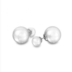 Sterling Silver (.925) front-back Pearl Earrings