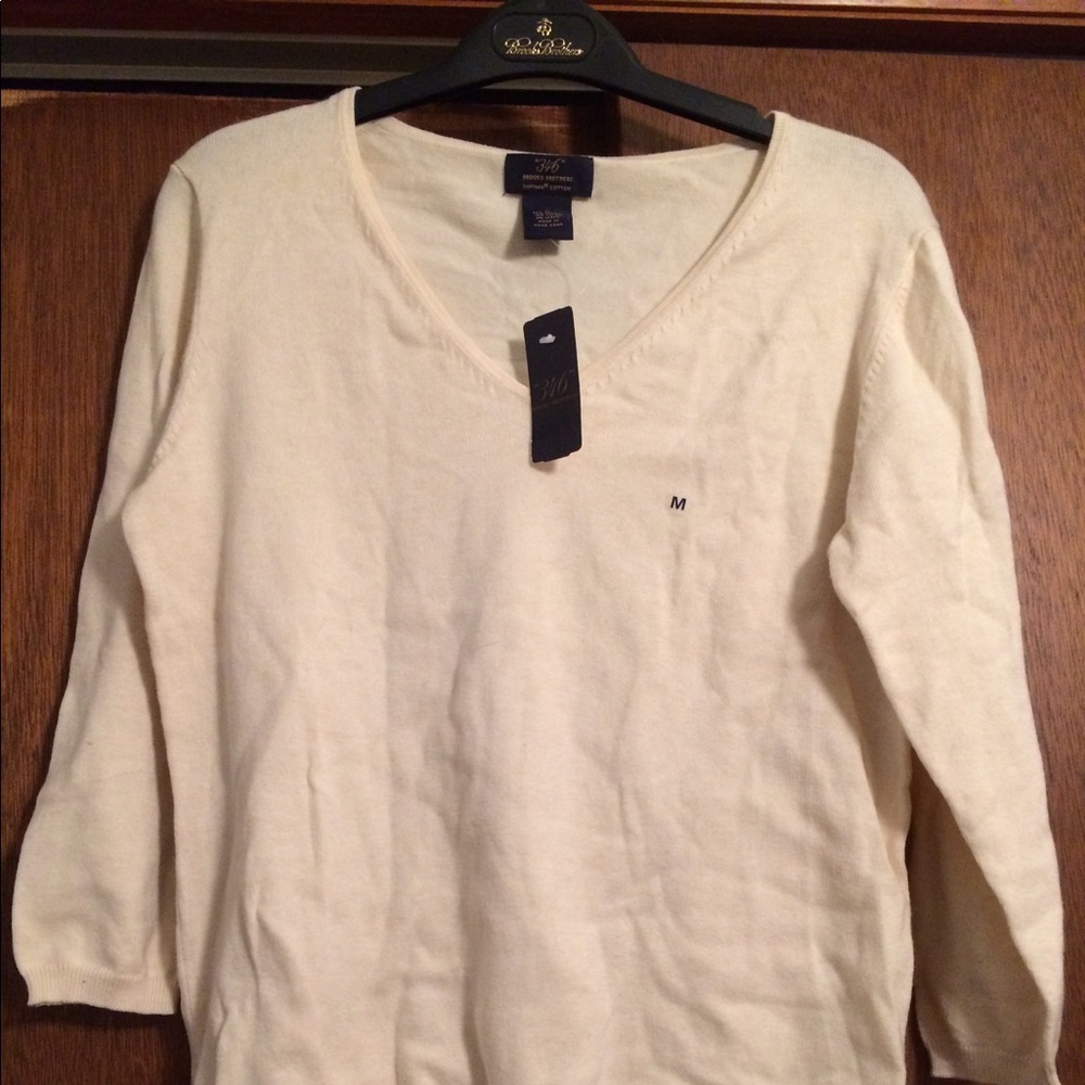 Brooks Brothers 3/4 sleeve white sweater