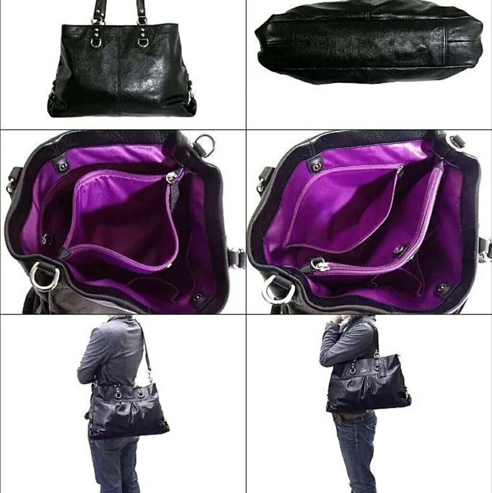 Coach Ashley Black Leather Bag W/Python F19247 - image 3