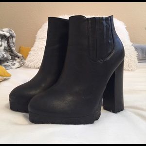 Black chunky booties