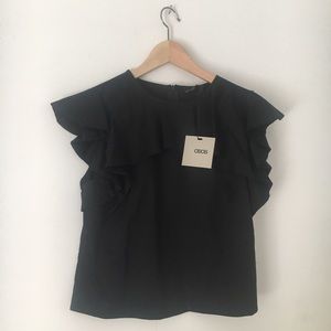 ASOS Black Ruffle Top