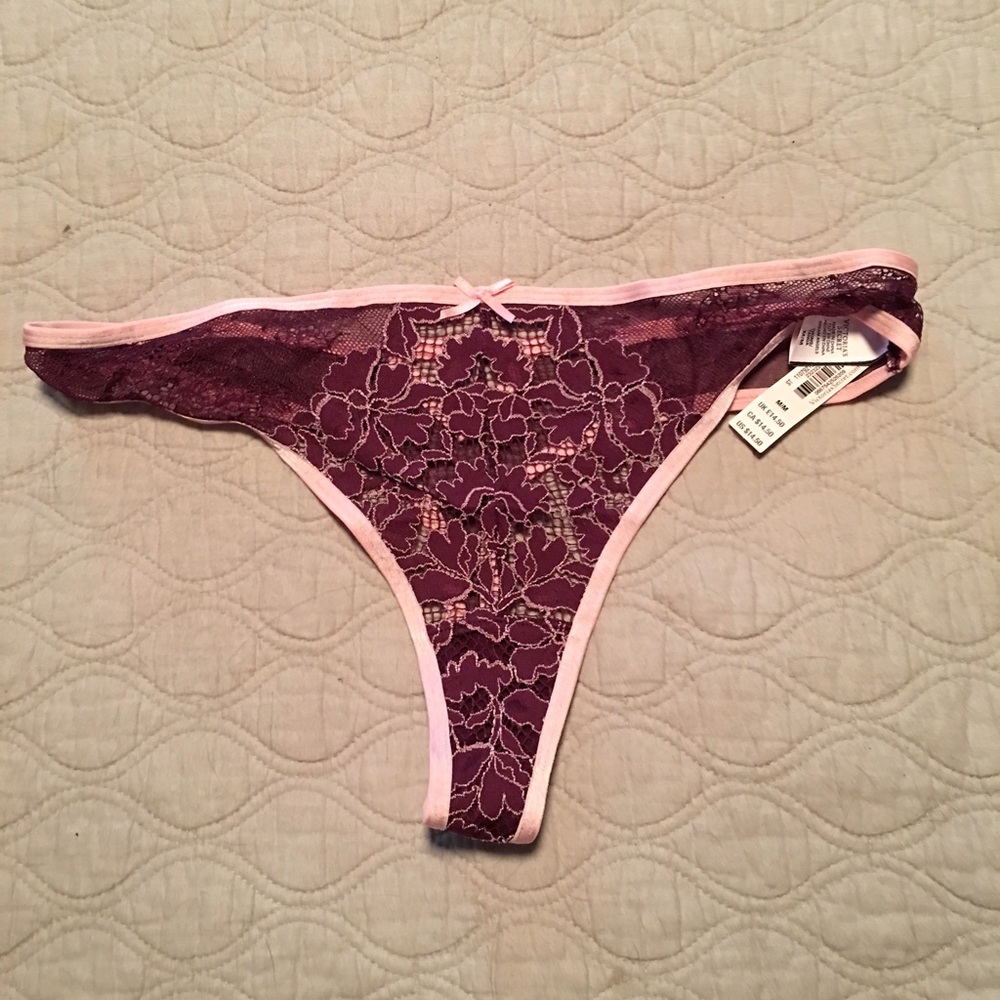 Victoria's Secret Purple and Pink Thong NWT M