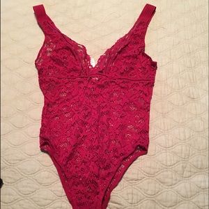 Victoria's Secret Red Lace Bodysuit Small NWT
