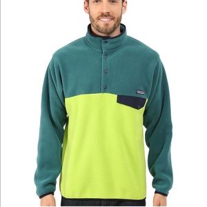 MENS L patagonia block colored synchilla in green