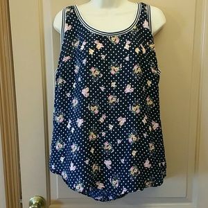 Torrid Tank Top Navy Blue With Floral & Polka Dots