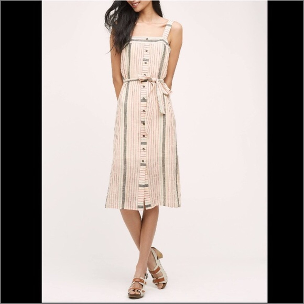 Last 1! Anthropologie Striped Linen Dress - Picture 2 of 4