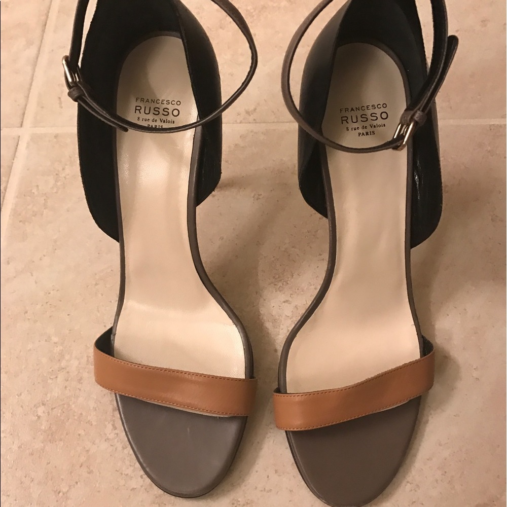 FRANCESCO RUSSO LEATHER MULTISTRAP SANDALS