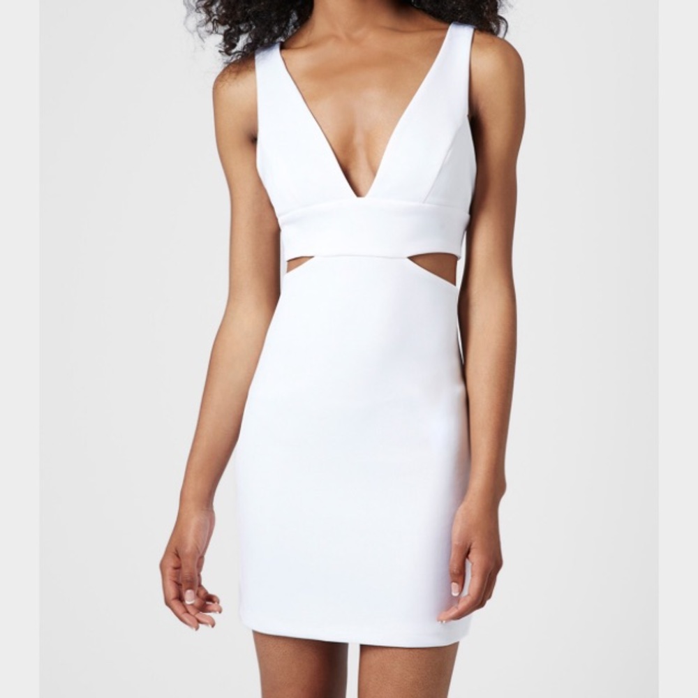 Bodycon white cut out dress