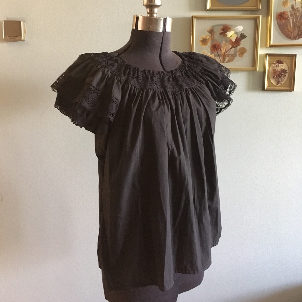 🌘 VINTAGE festival black peasant top