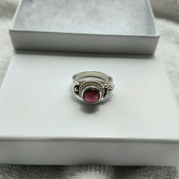 SOLD Sterling Silver Garnet Sun Moon Ring Stunning - Picture 6 of 7