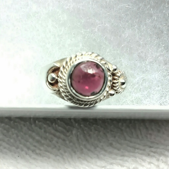 SOLD Sterling Silver Garnet Sun Moon Ring Stunning - Picture 2 of 7