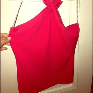 GUESS red Criss Cross Bandage Top.