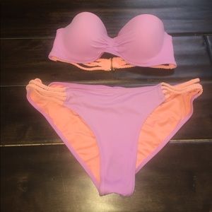 Victoria secret push up bikini- pink& orange