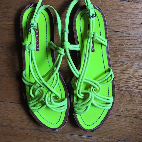 Neon yellow Prada gladiator sandals 36.5 - Picture 2 of 5