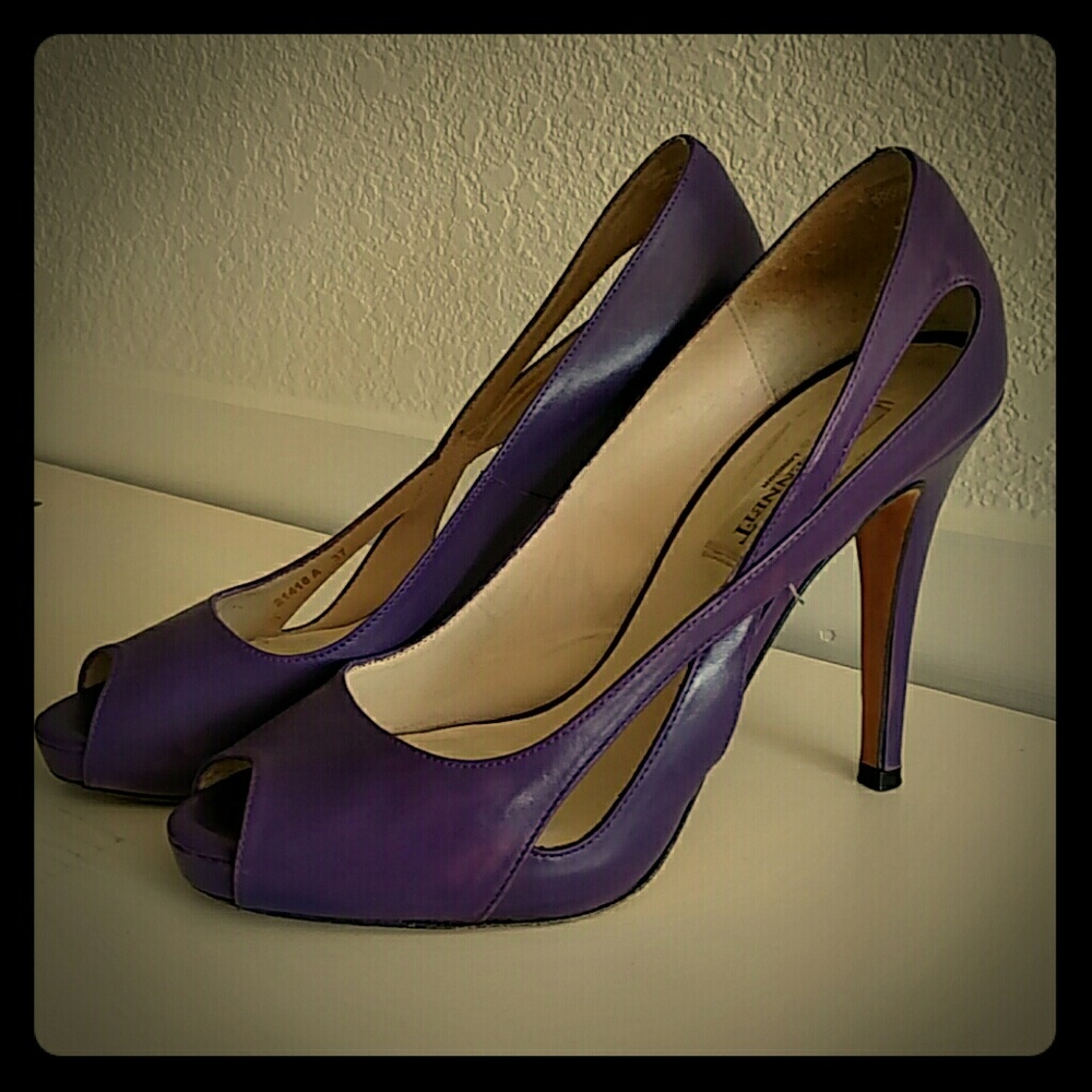 LK Bennett Purple Peep Toe Pumps