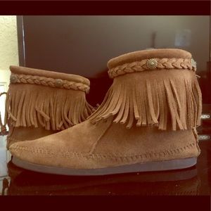 Fringe moccasin booties (women)