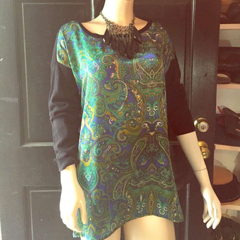Green Paisley Relaxed Top