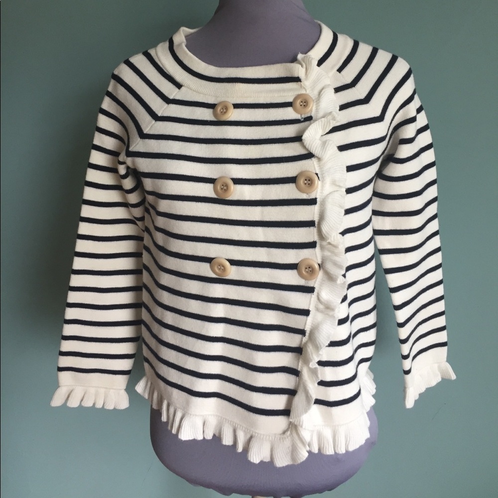 J.Crew striped ruffle Cardigan sweater xs