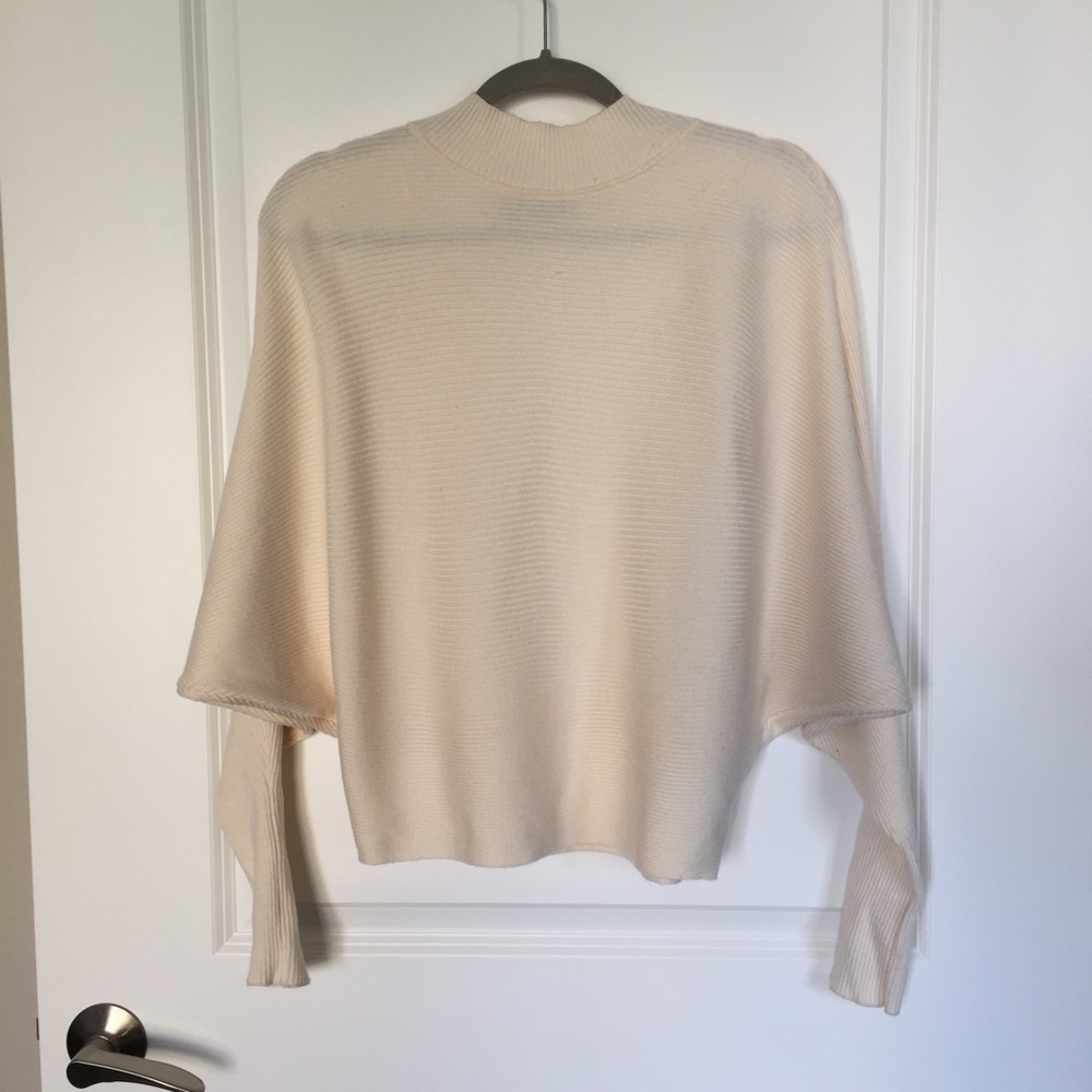 Zara cream batwing robbed sweater