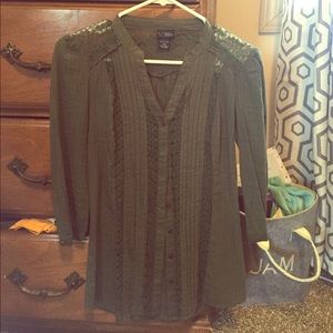 Green button down shirt