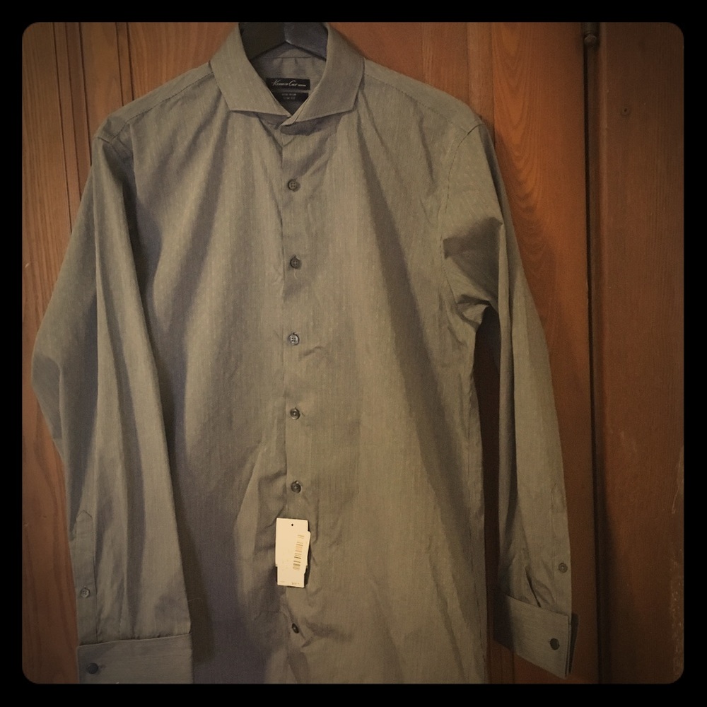 Kenneth Cole Slim fit grey patterned shirt