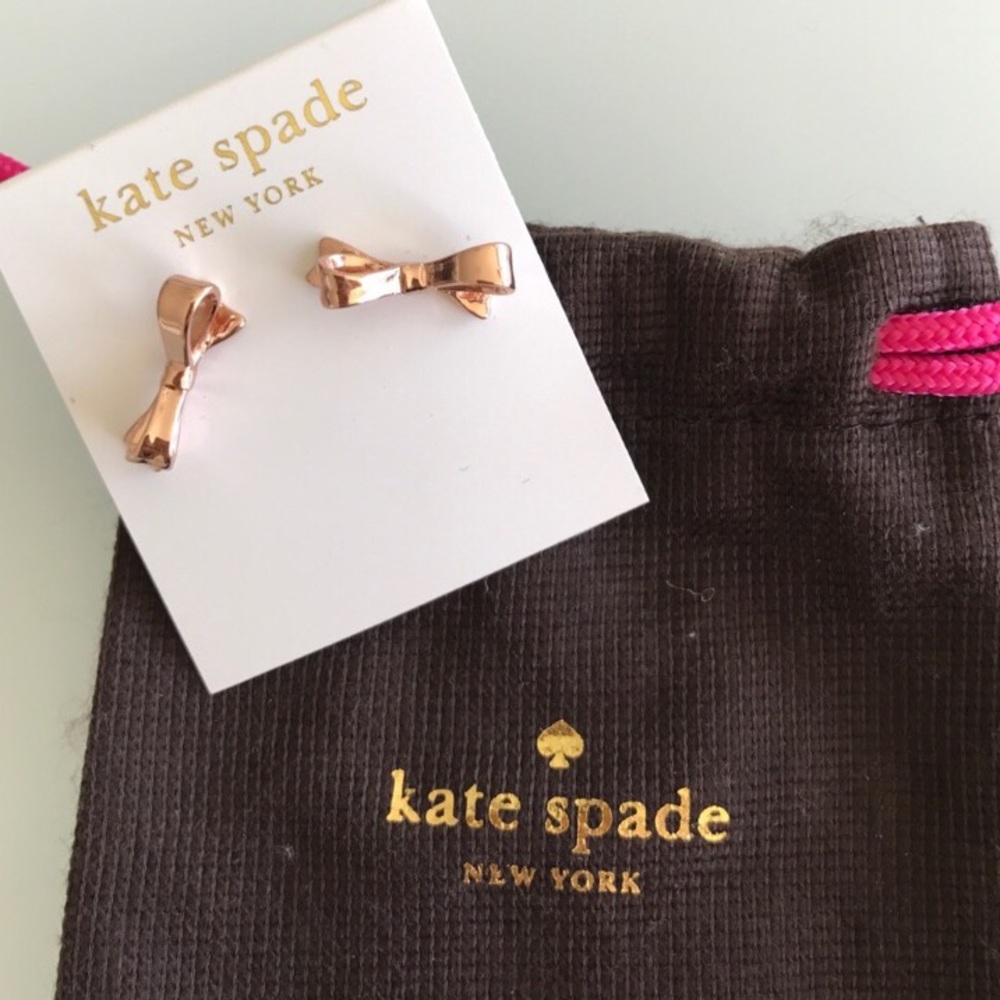 Kate Spade rose gold bow earrings