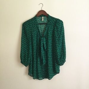Retro Green Horse Print Blouse