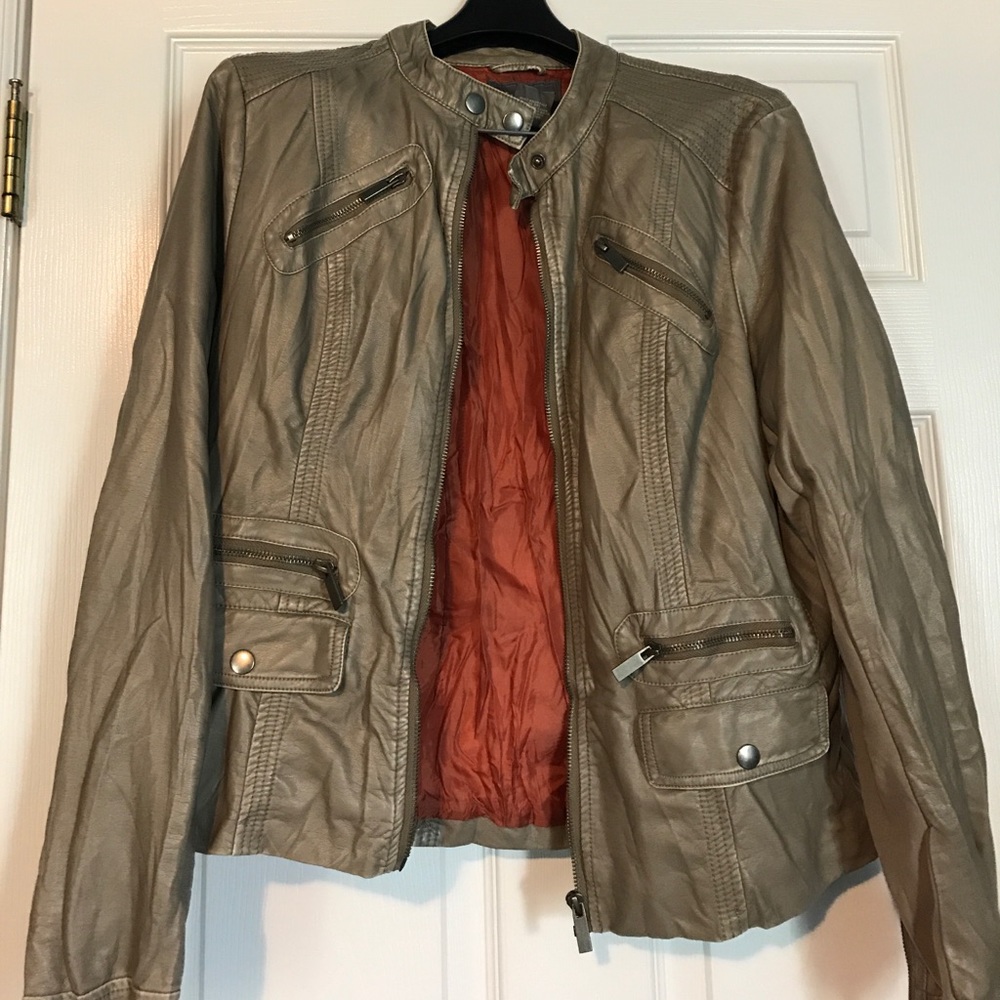 Buckle tan/olive green leather jacket