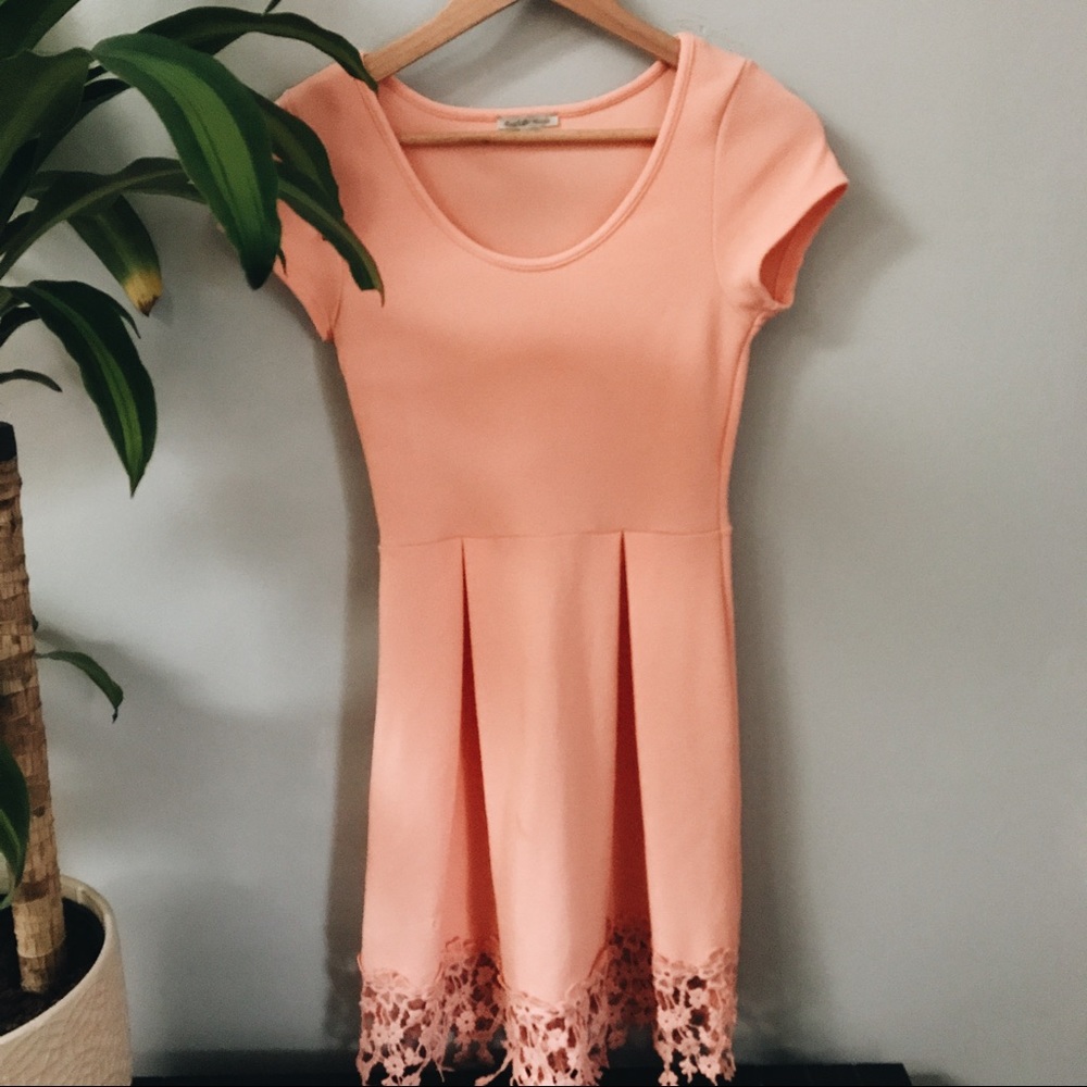 Salmon Dress with Lace details