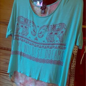 Rue 21 elephant shirt "In My Wildest Dreams"