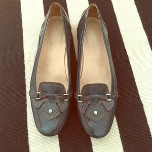 Tod patent leather teal loafers