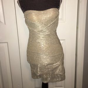 Gold fitted dress