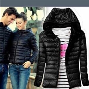 Black jacket packable puffer