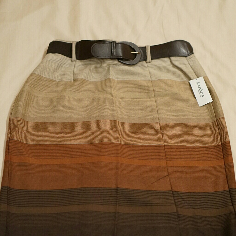Dress barn striped pencil skirt with belt
