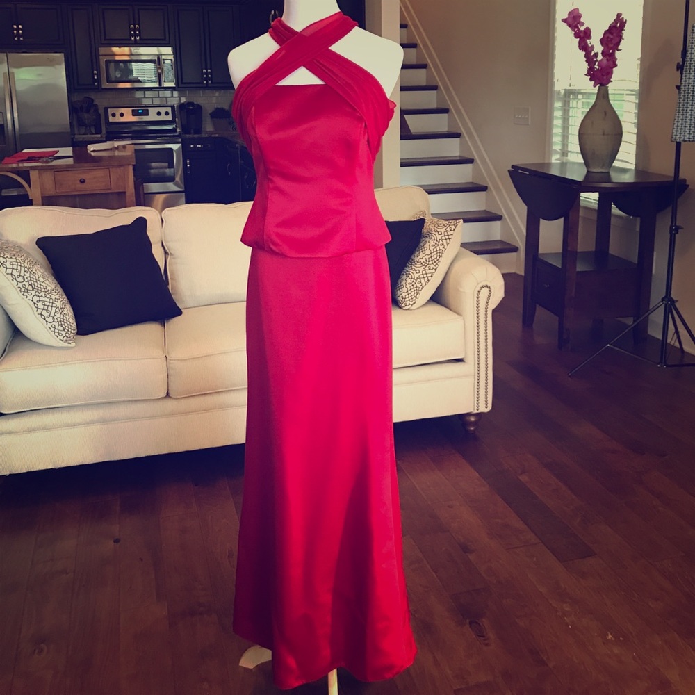 Davids Bridal 2 piece bridesmaid gown.