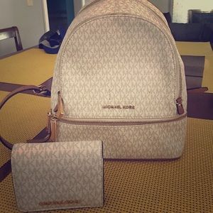 MK small vanilla backpack and wallet