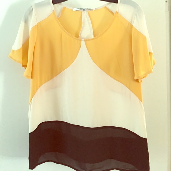 Collective Concepts-Flutter sleeve color block top - Picture 1 of 1