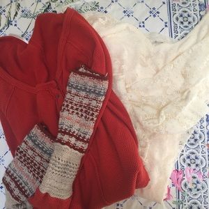 Reserved! White lace dress and orange thermal