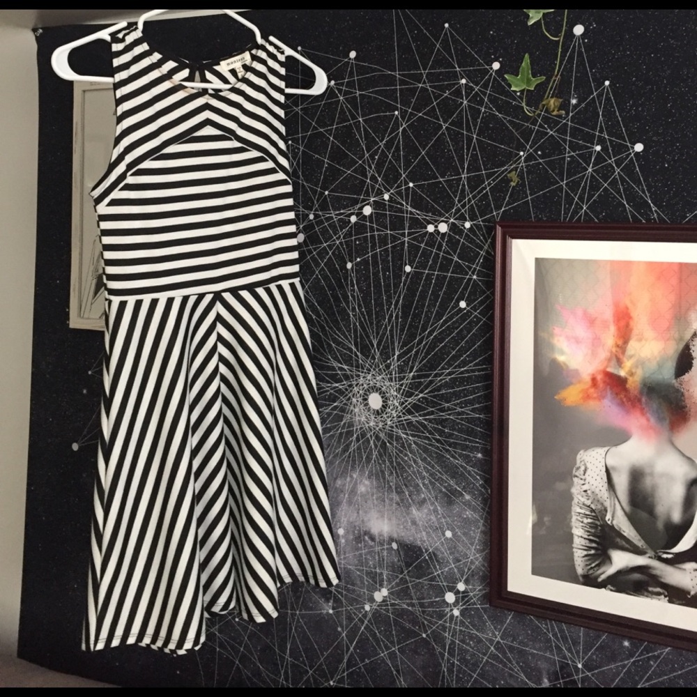 Black white striped dress