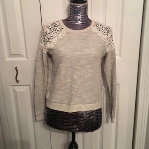 Grey sweater with white lace