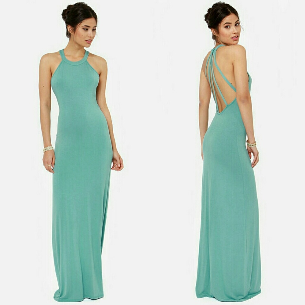 Lulu's Sold Out Seafoam Green Blue Maxi Dress