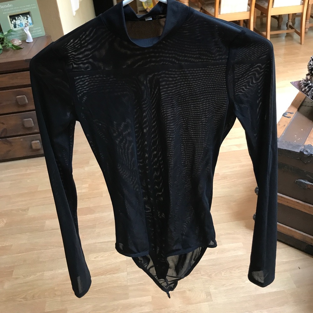 Charlotte Russe black sheer long sleeve bodysuit🖤