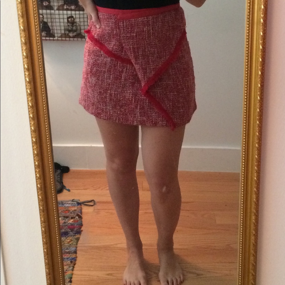 Classic red tweed skirt with a twist