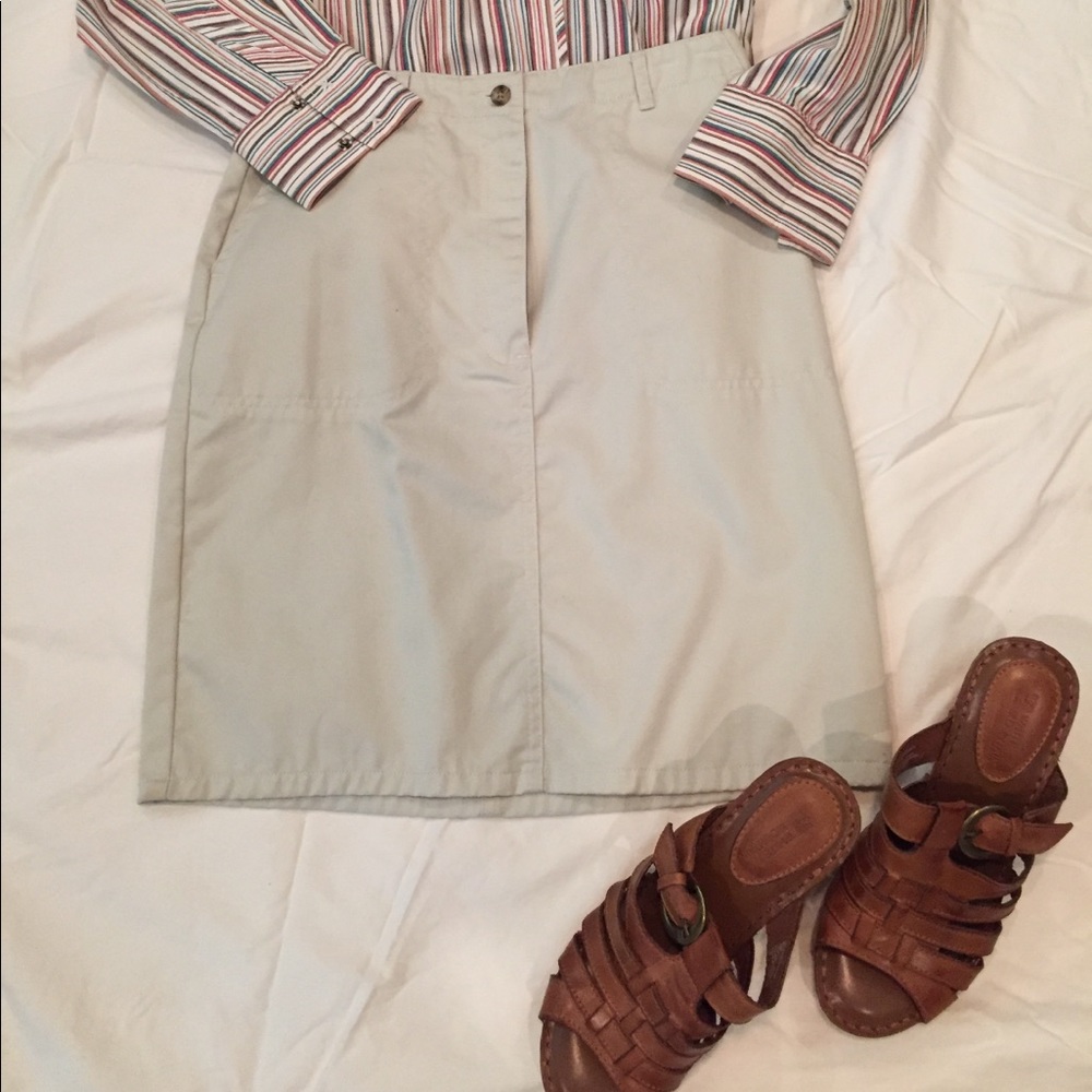 Talbots Petite Skirt 100% Cotton size 6 khaki
