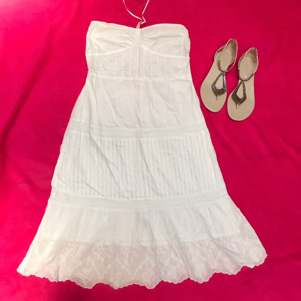 🔥United Colors of Benetton Linen White Dress Sz M
