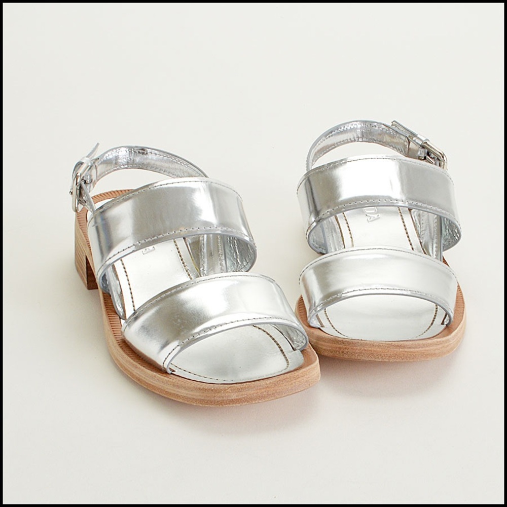***SOLD***Prada Silver Ankle strap sandals